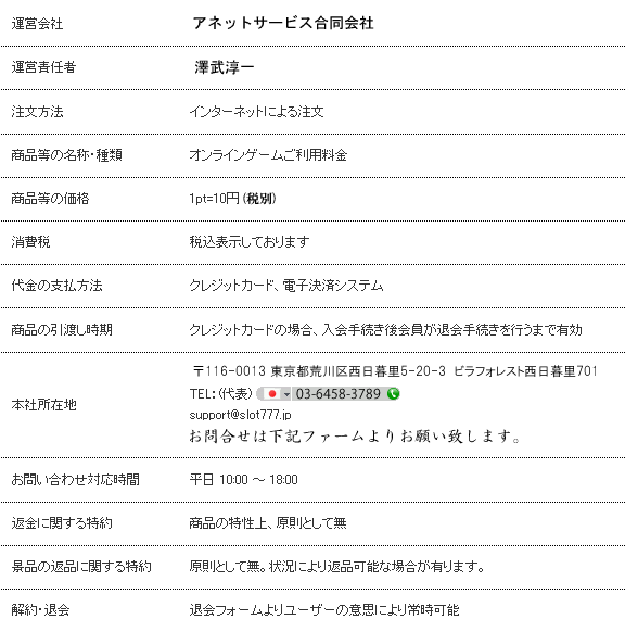 特定商取引法に基づく表示 特定商取引法に基づく表示